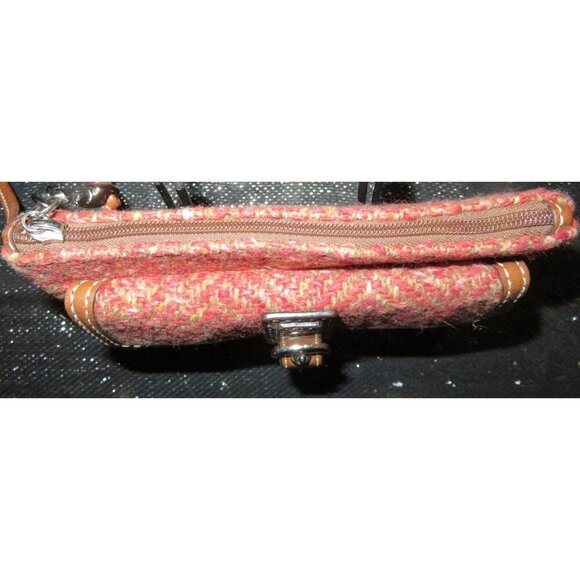 Coach Scaro Hampton Soho Herringbone Camel Leather Rose Tweed Wool Wristlet - Picture 4 of 15